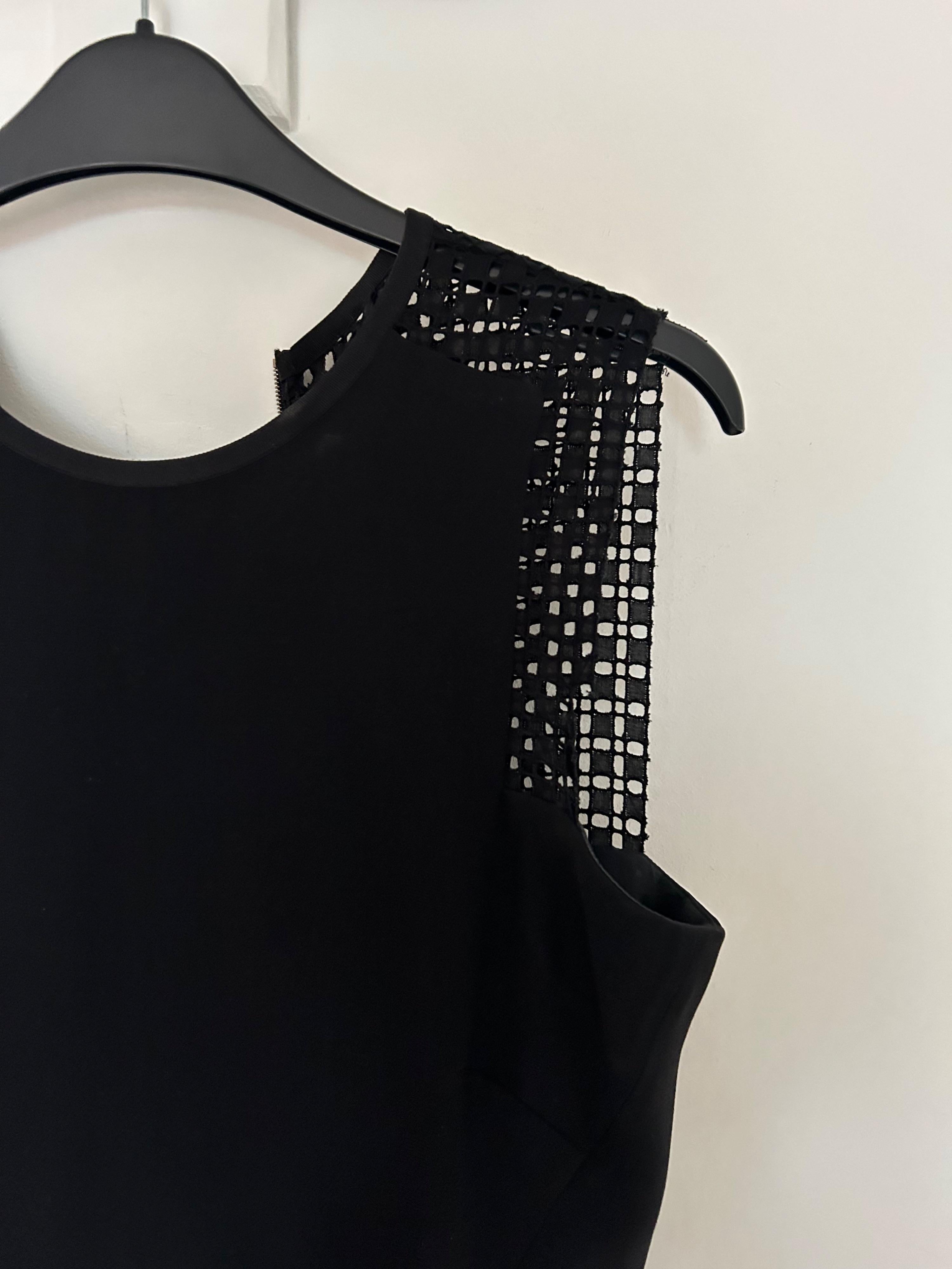Victoria Beckham Black Lace Insert Midi Dress