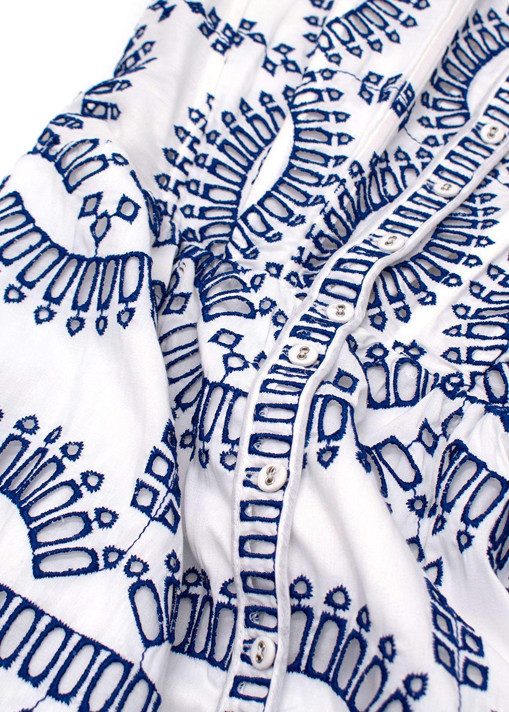 Charo Ruiz Nissy Blue and White Midi Dress