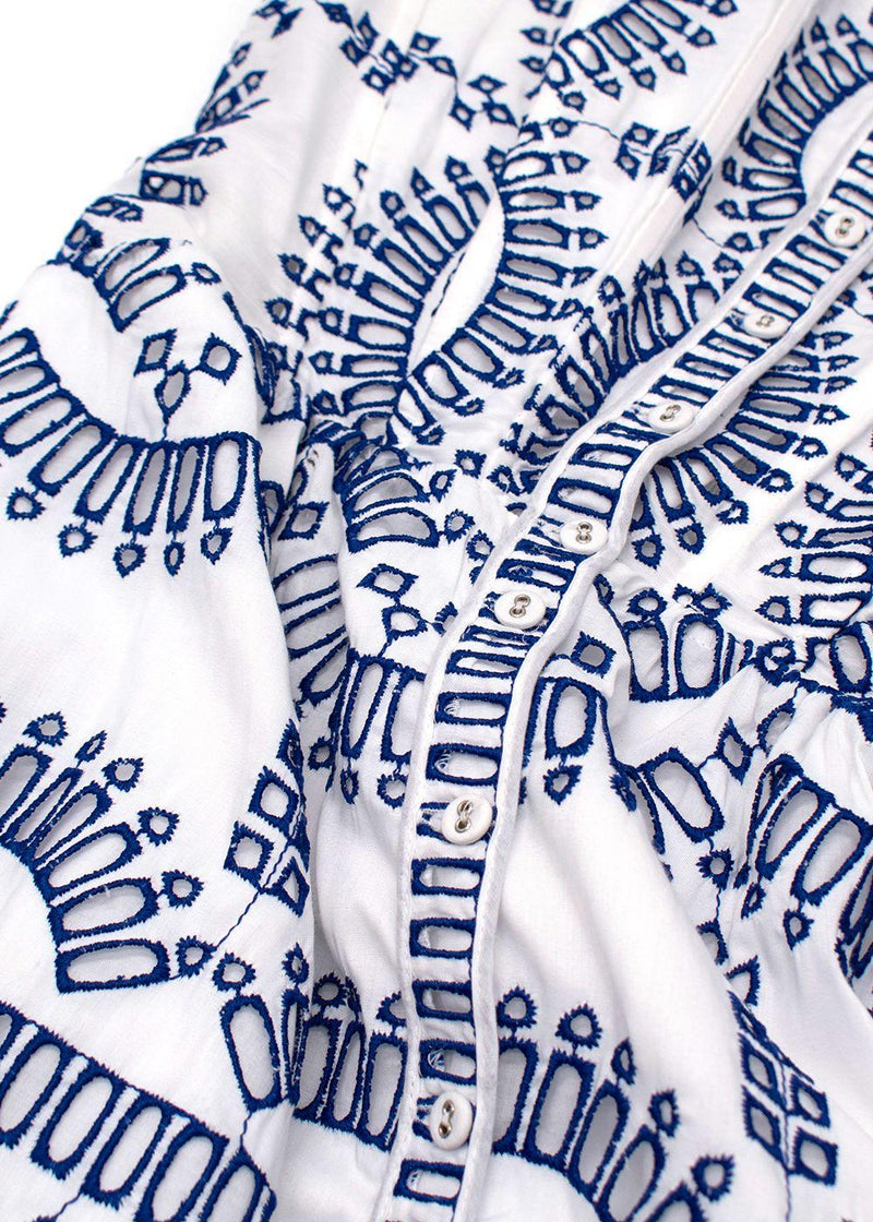 Charo Ruiz Nissy Blue and White Midi Dress