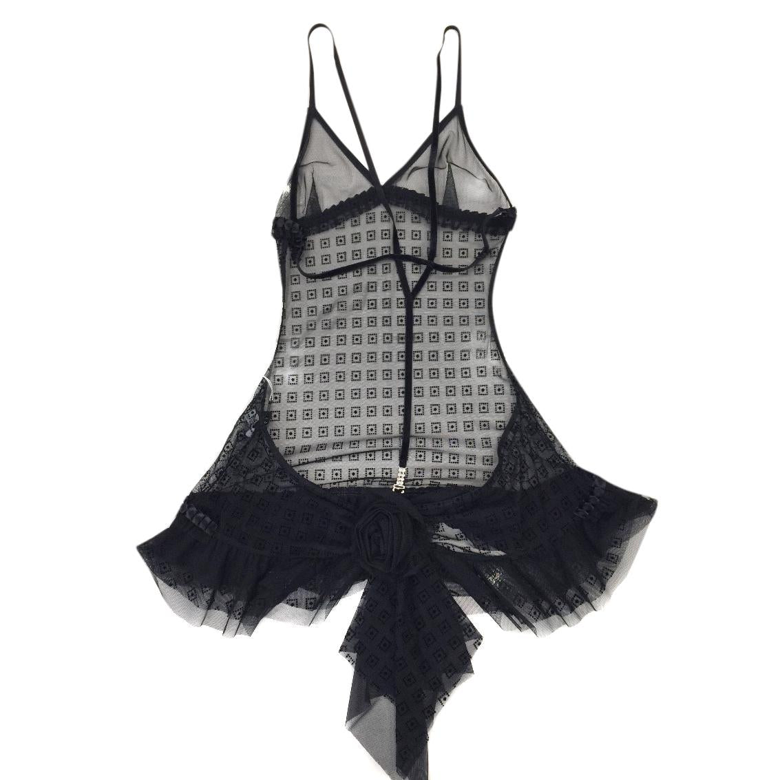 RCrescentini Private Collection Black Tulle & Devore Babydoll Set