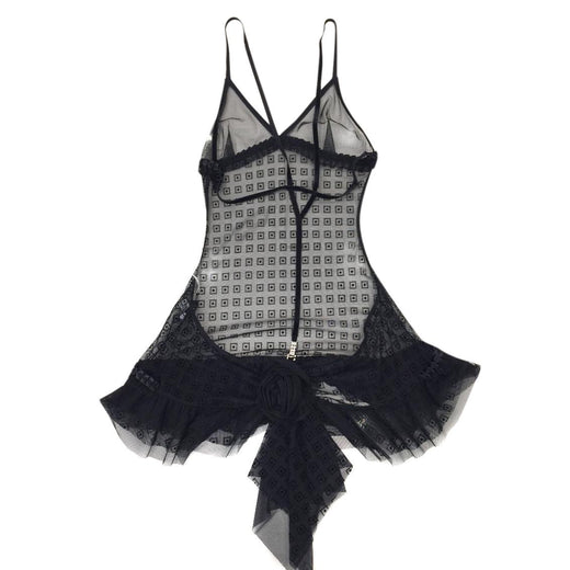 RCrescentini Private Collection Black Tulle & Devore Babydoll Set