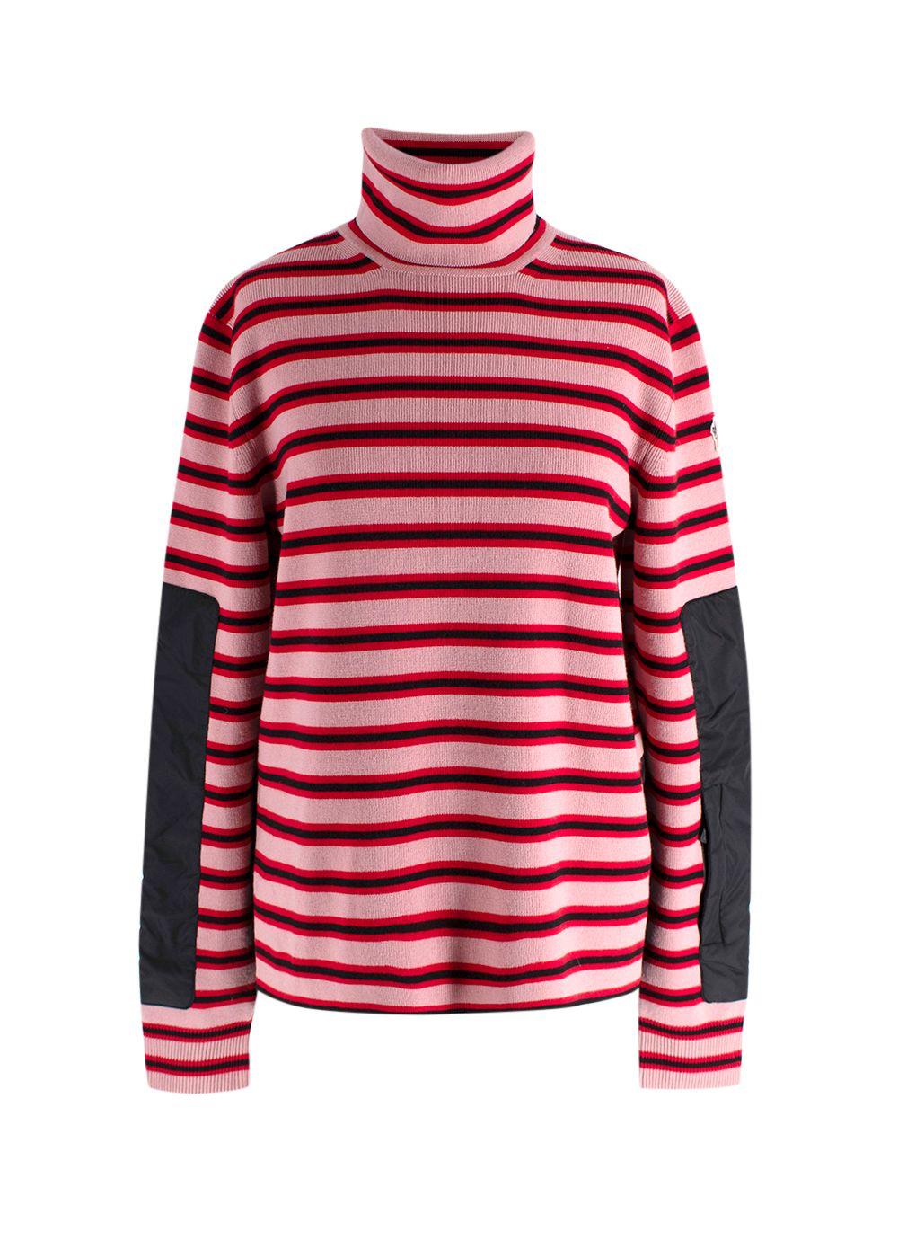 Moncler Pink Striped High Neck Wool Jumper