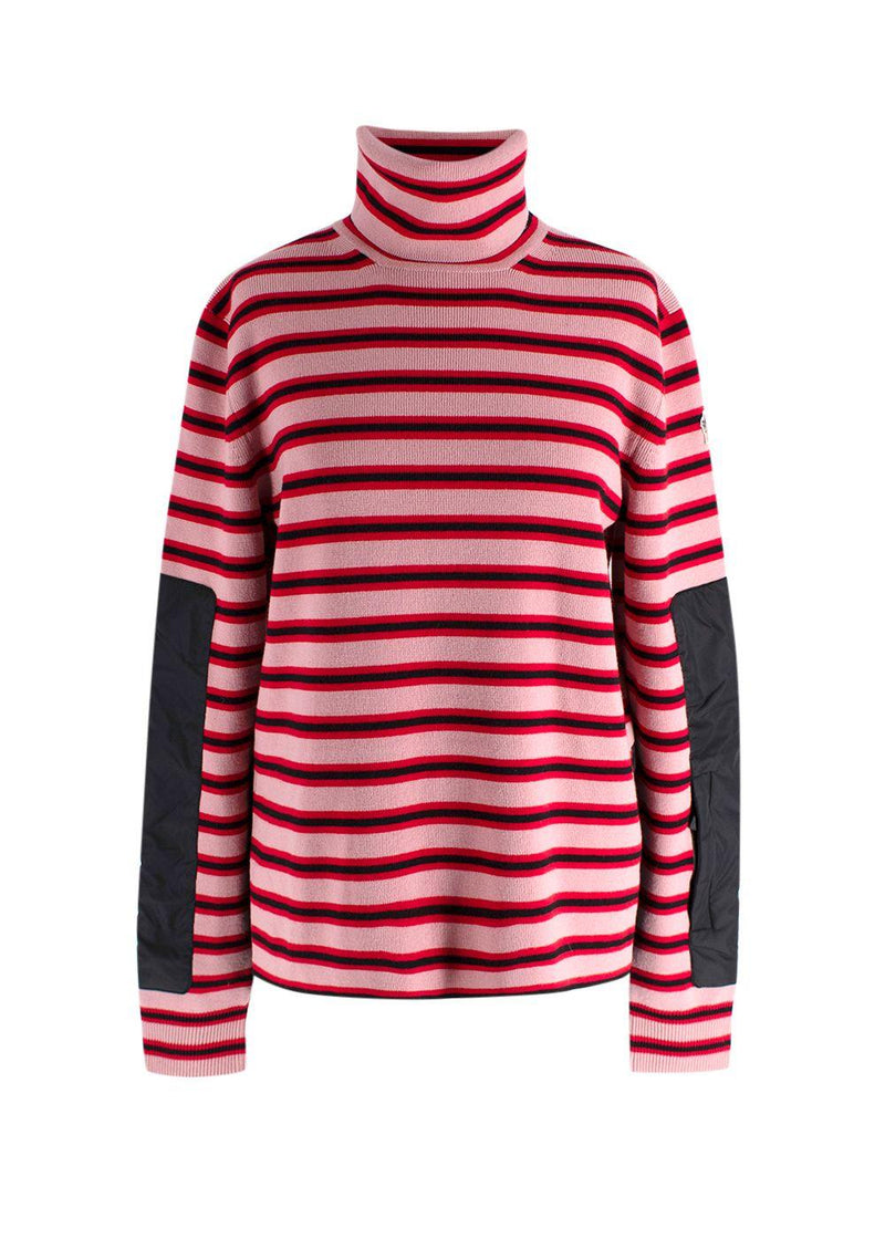 Moncler Pink Striped High Neck Wool Jumper