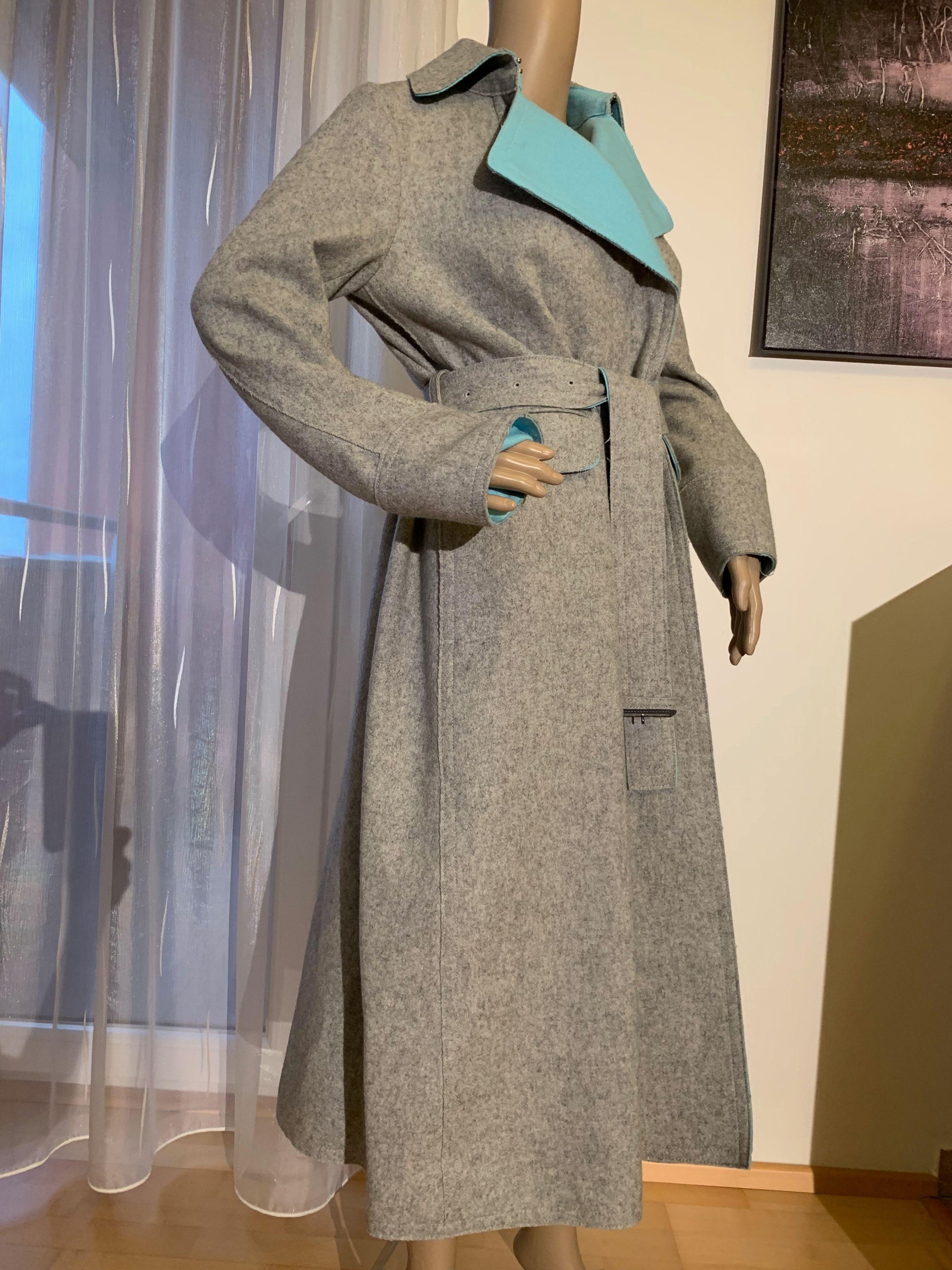 Sacai Soft Grey Wool Blend Trench Coat