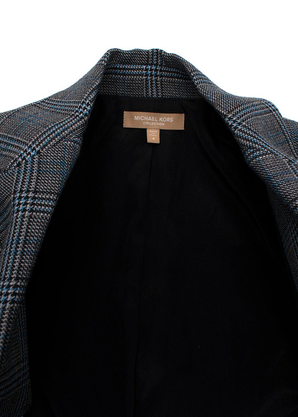 Michael Kors Grey Check Wool Single Breasted Blazer