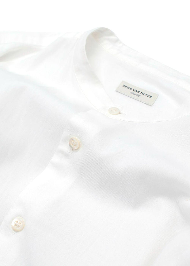Dries Van Noten White Collarless Shirt