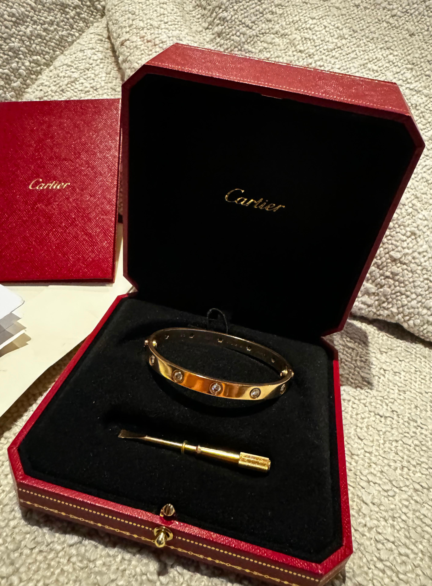 Cartier Rose Gold Bracelet 10 Diamonds size 17