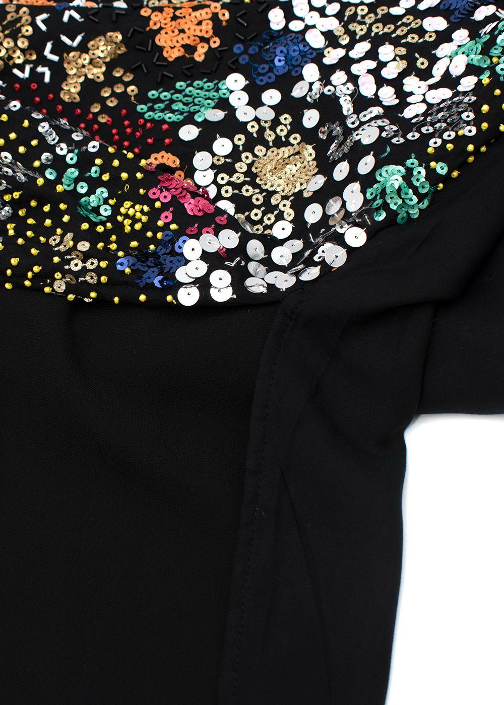 Black Crepe Sequinned Shift Dress