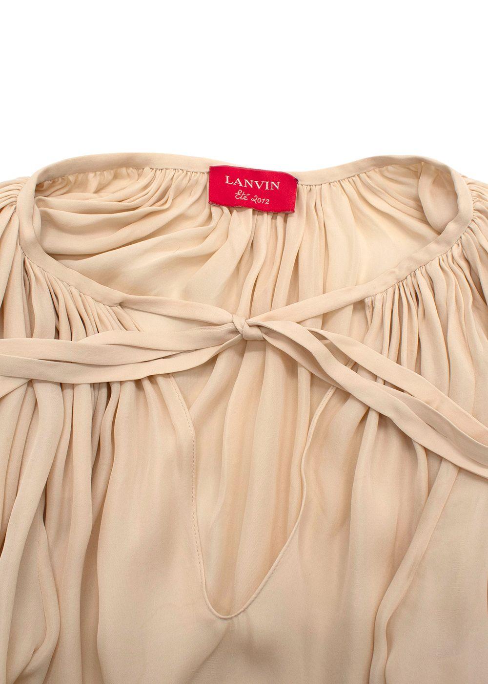 Lanvin Nude Drawstring Silk Blouse