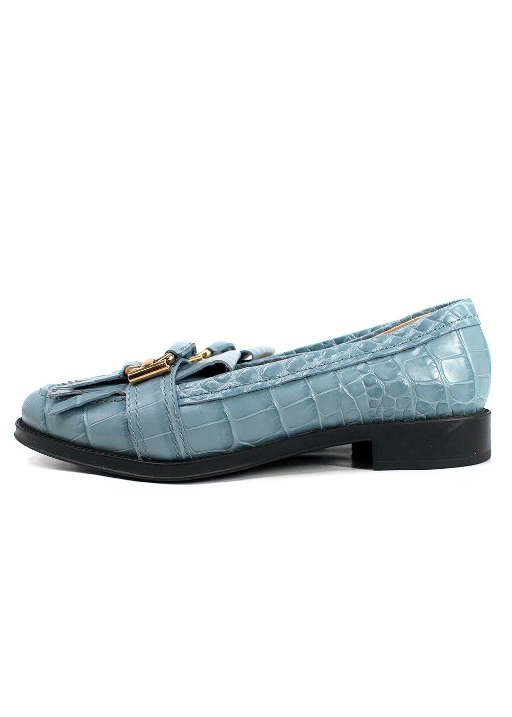 Tod's Blue Croc Embossed Loafers