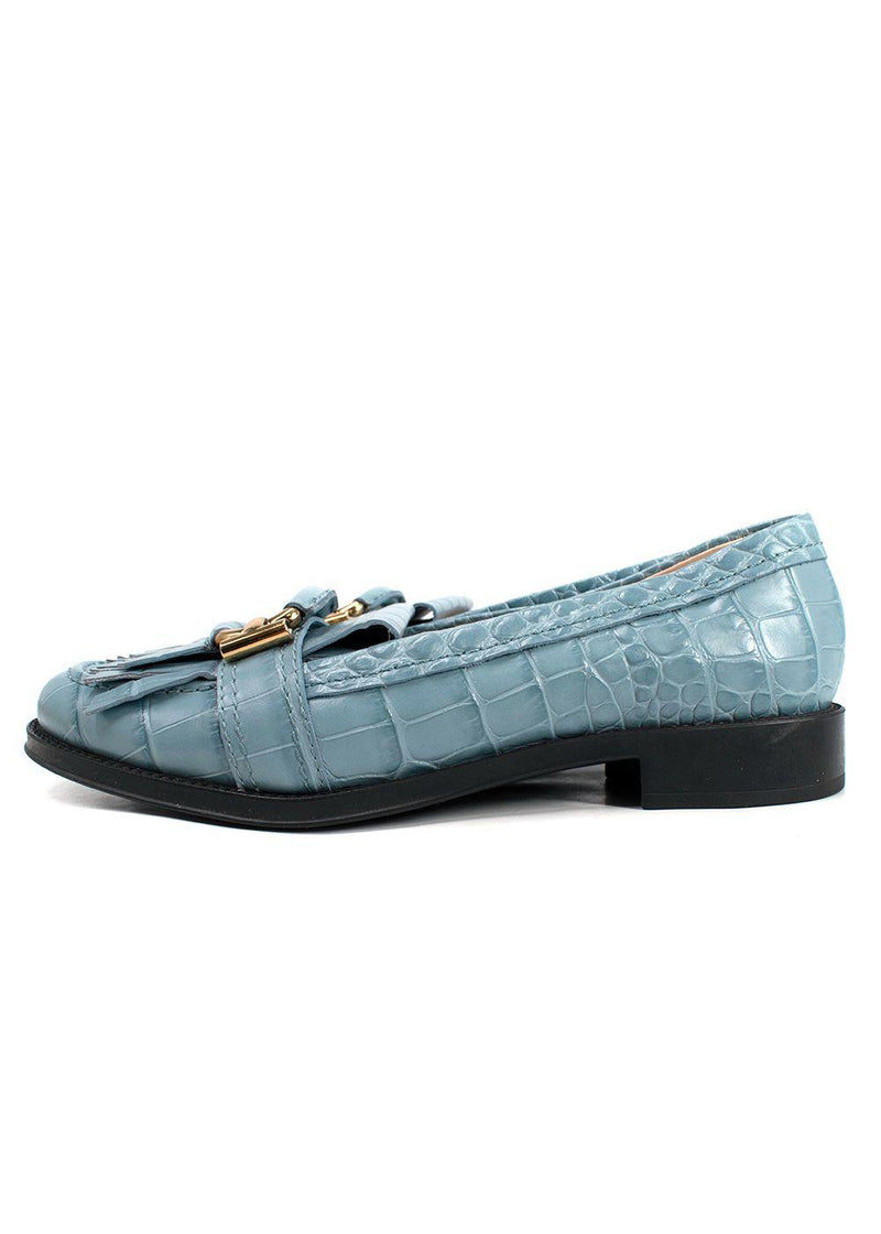Tod's Blue Croc Embossed Loafers