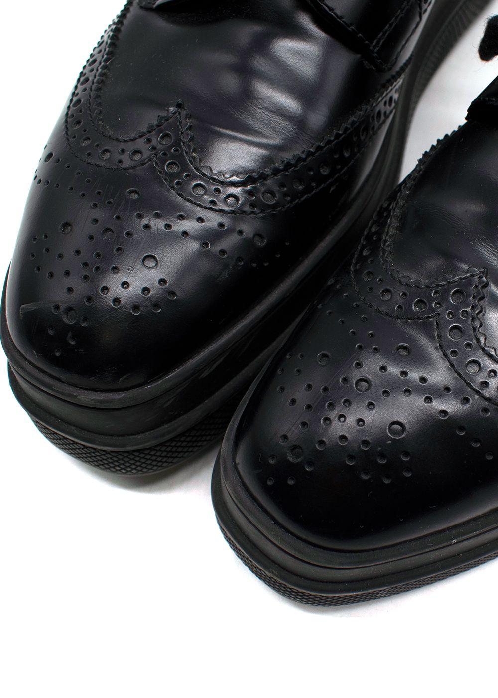 Prada Black Brushed Leather Derby Brogues
