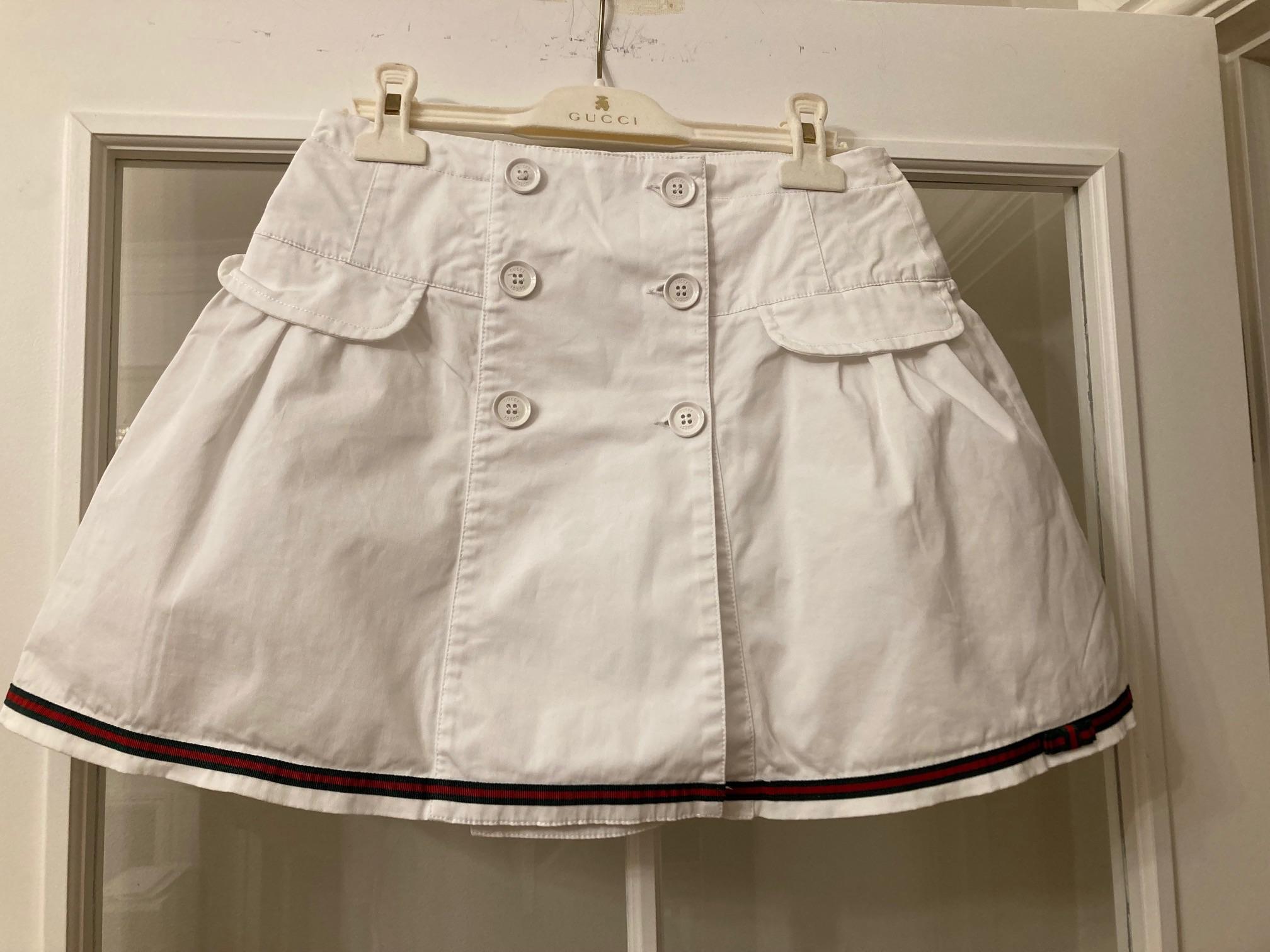 Kids 10A White Cotton Skirt