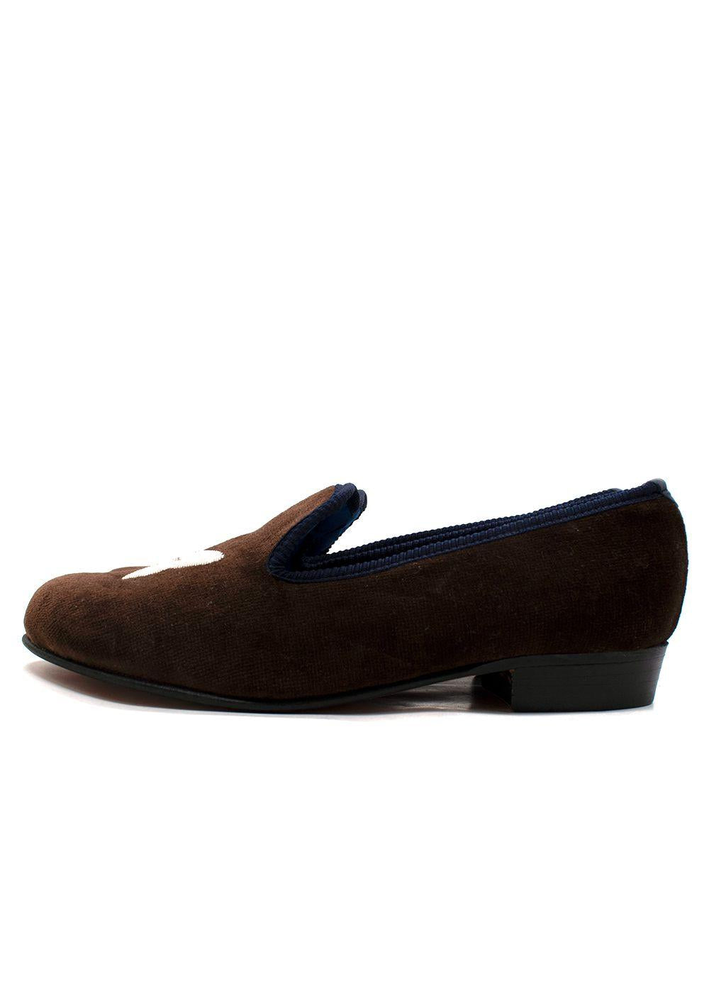 Creel & Mack Brown Butterfly Embroidered Velvet Mules