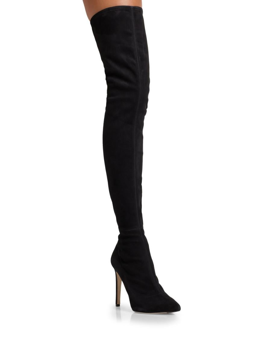 Sergio Rossi black suede over the knee boots