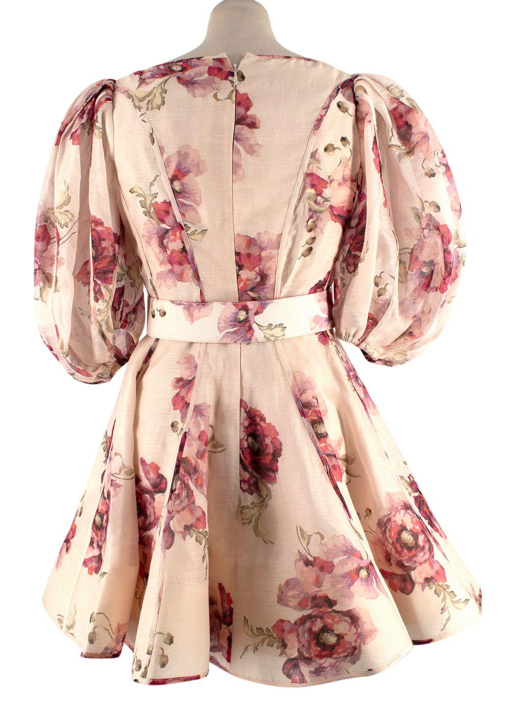 Zimmermann Pink Floral Belted High Tide Mini Dress