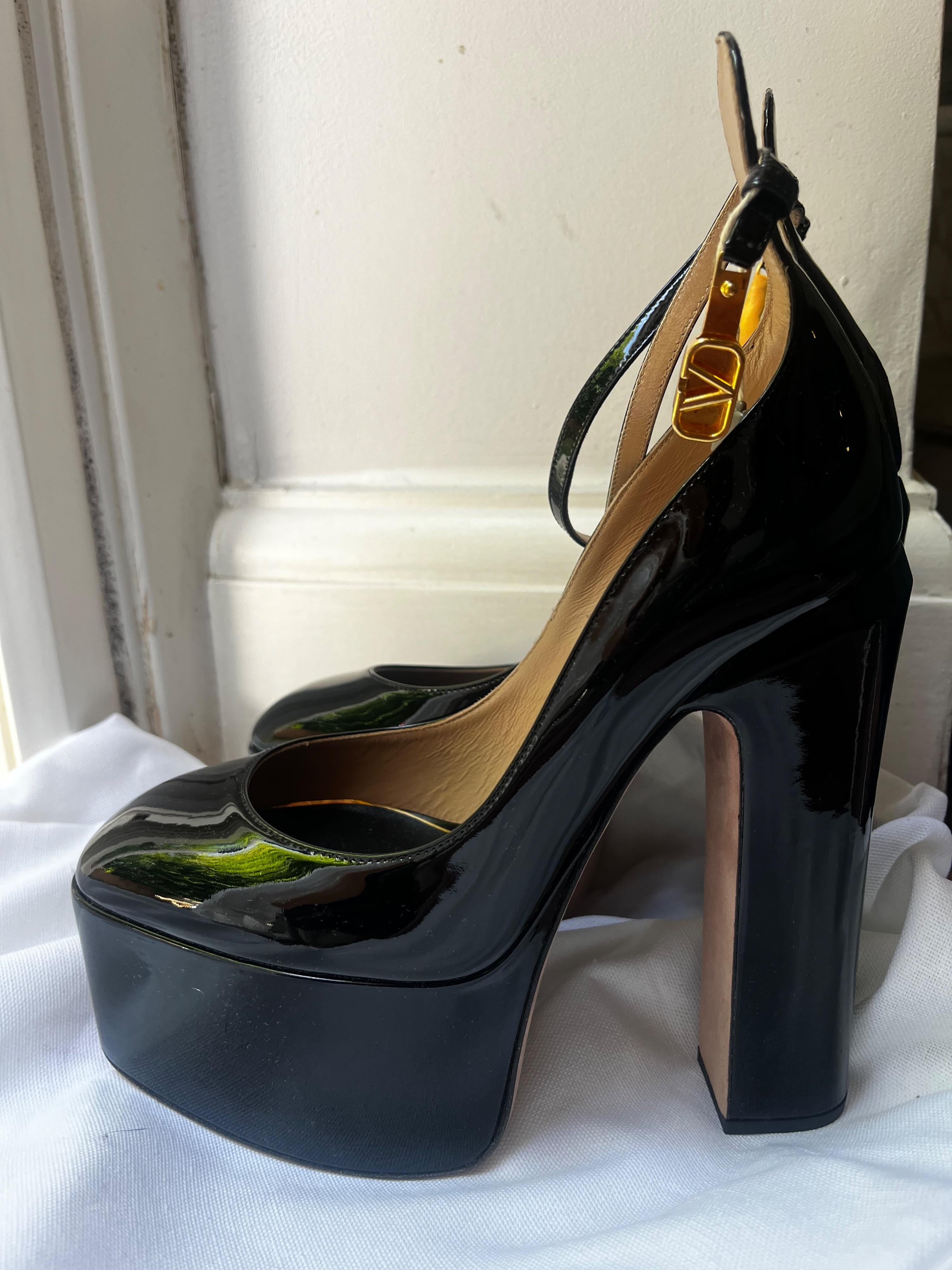 Valentino Black Patent Tan Go Heels