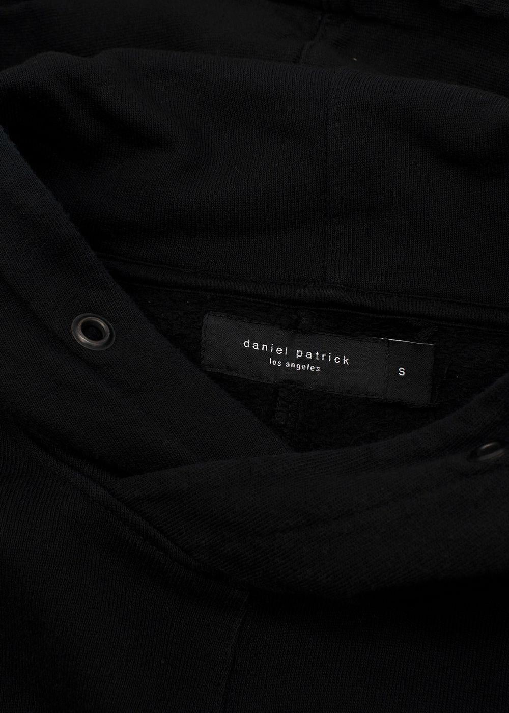 Black cotton jersey logo embroidered hoodie