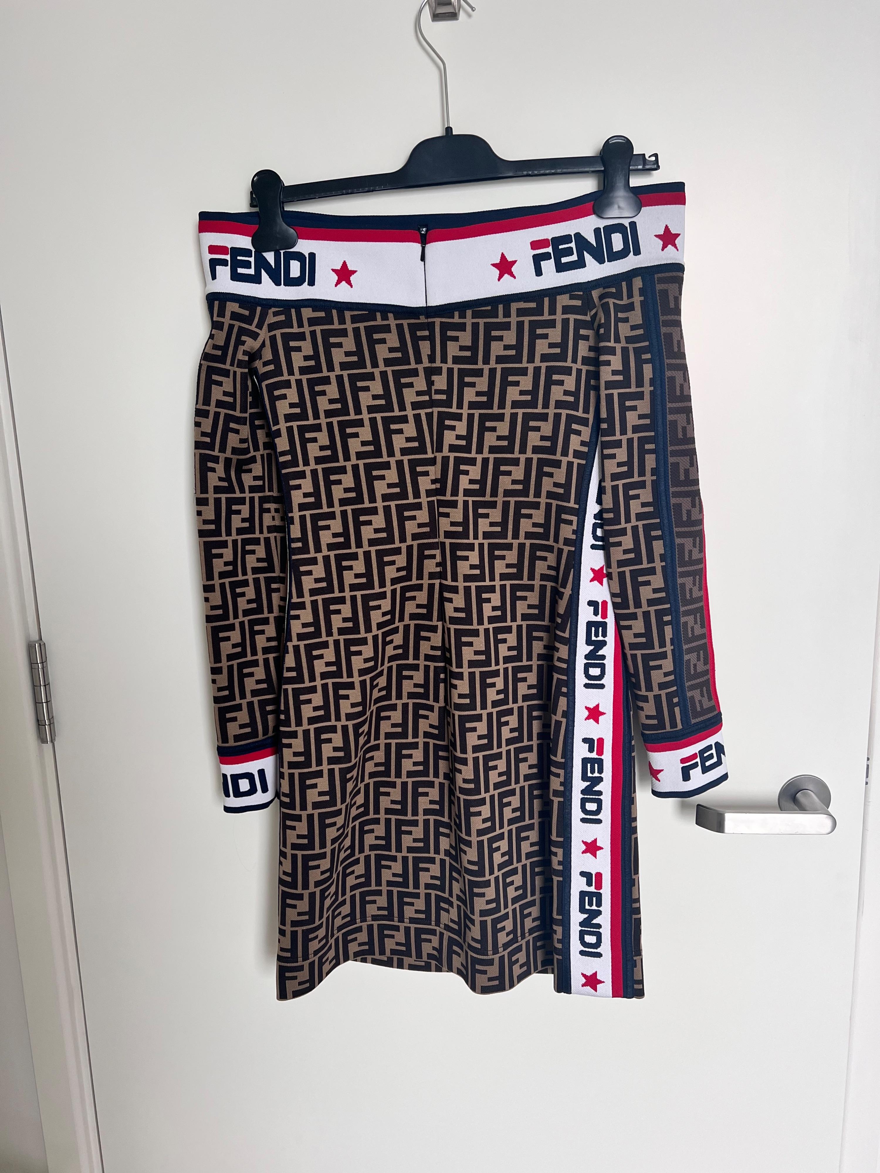 Fendi x Fila Bardot Monogram Midi Dress