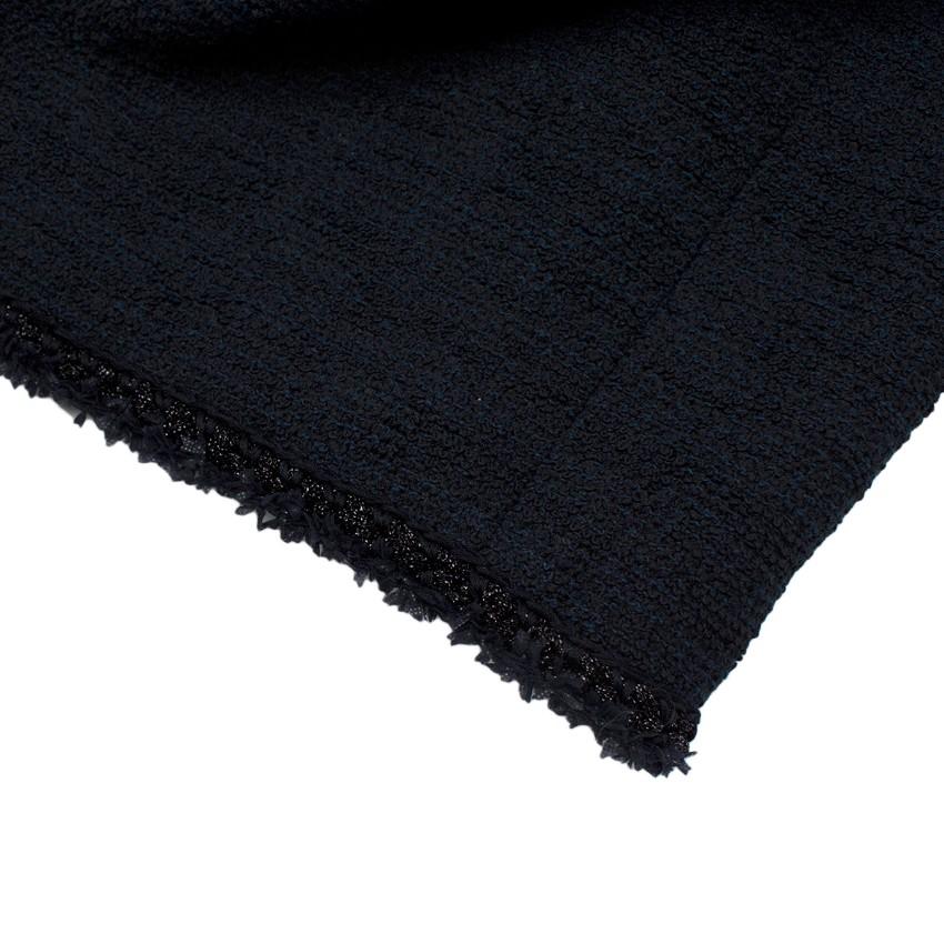 Chanel Black & Blue Boucle Tweed Pencil Skirt