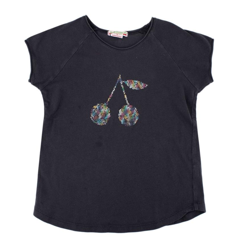 Bonpoint Grey Cotton Holographic Cherry Logo T-shirt