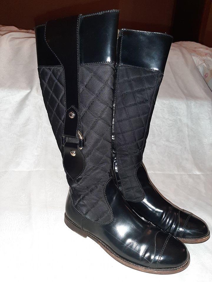 Burberry Black Quilted Leather & Nylon Boots