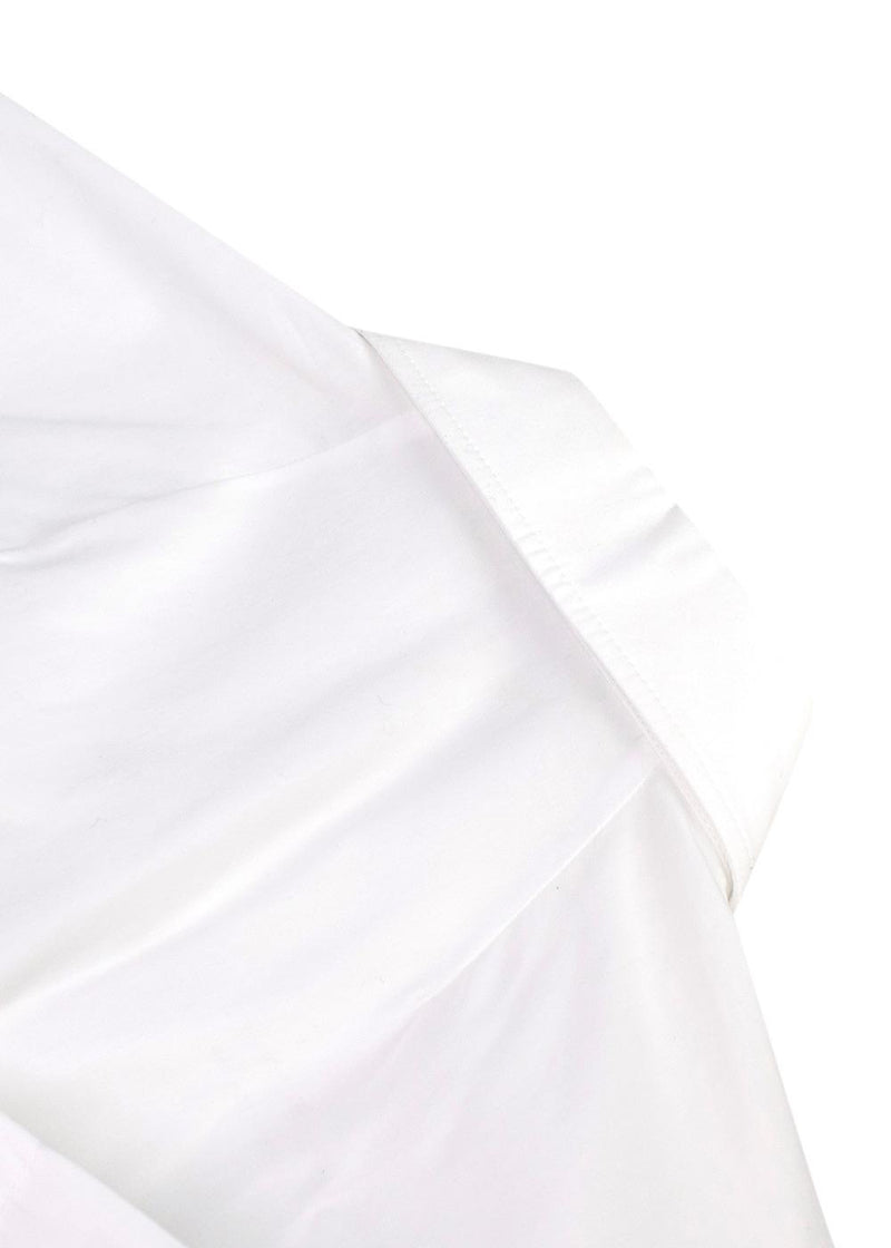 Dolce & Gabbana White Cotton Poplin Shirt with Pink Crystal Buttons