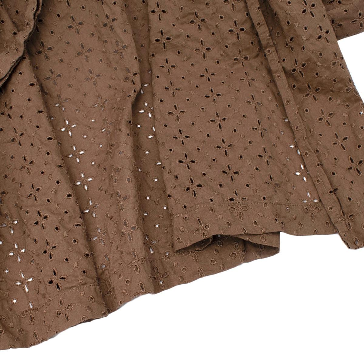 Brown Cotton Broderie Anglaise Wrap Dress
