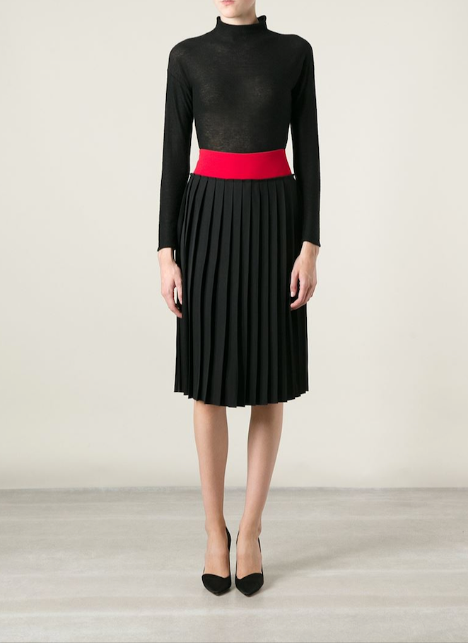 Victoria Beckham Colour-Block Pleated Midi Skirt
