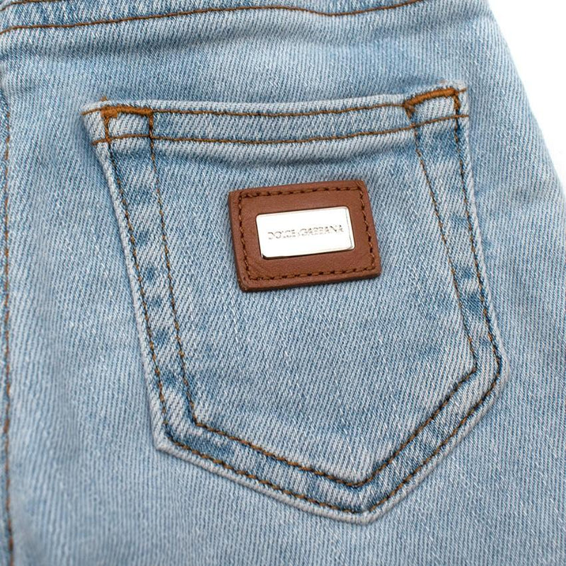 Dolce & Gabbana Girls Denim Flower Embroidered Jeans
