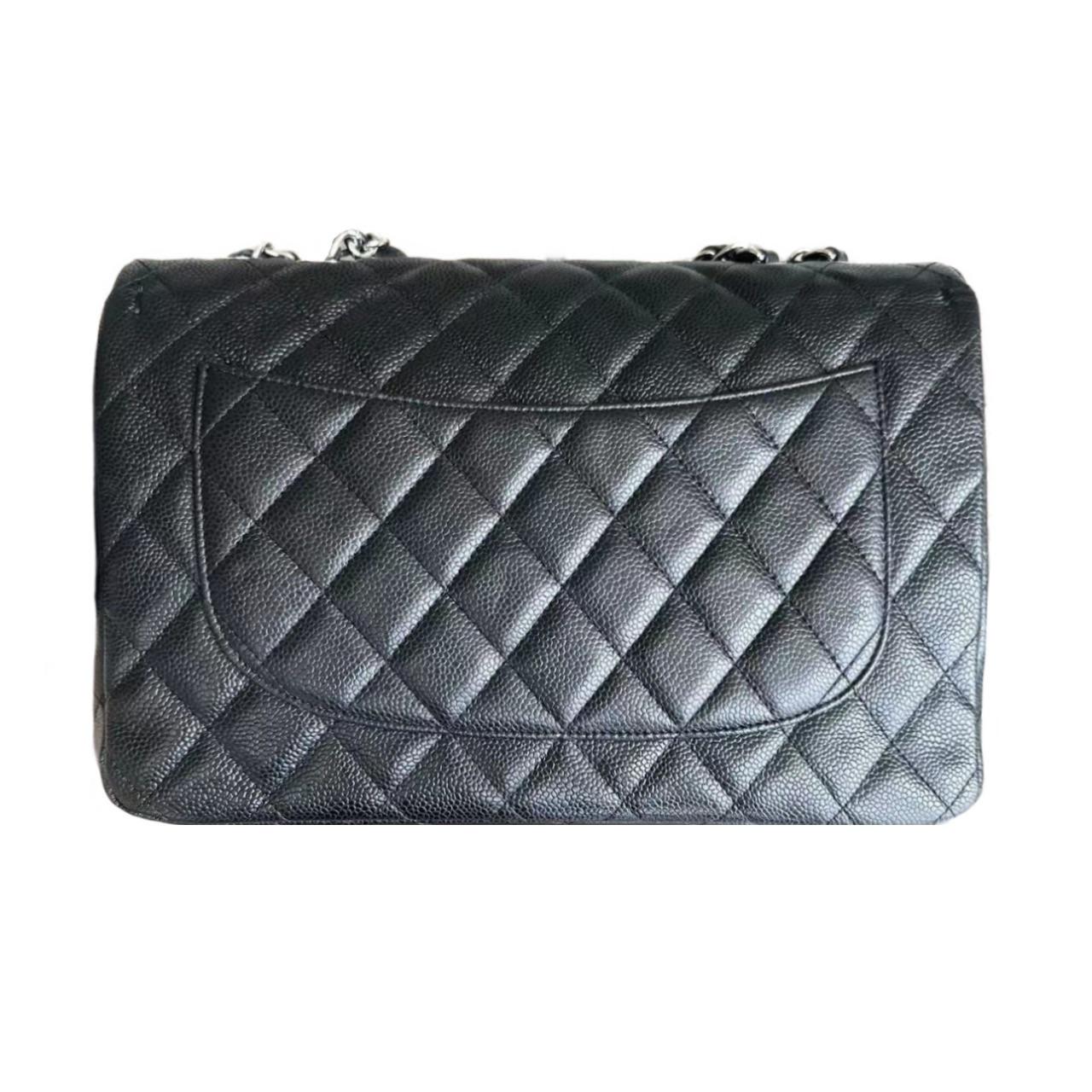 Chanel Black Caviar Leather Jumbo Single Flap Bag