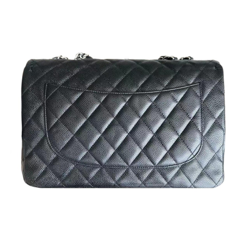 Chanel Black Caviar Leather Jumbo Single Flap Bag