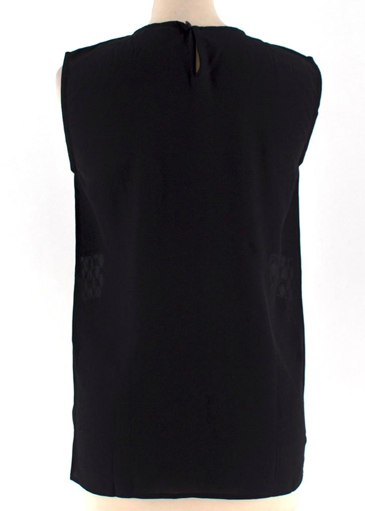 Maje Black Lace Panel Silk Top