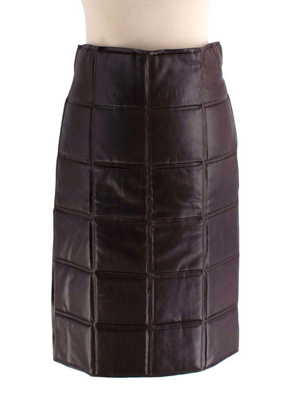Bottega Veneta Chain Link Chocolate Brown Padded Two Piece Skirt