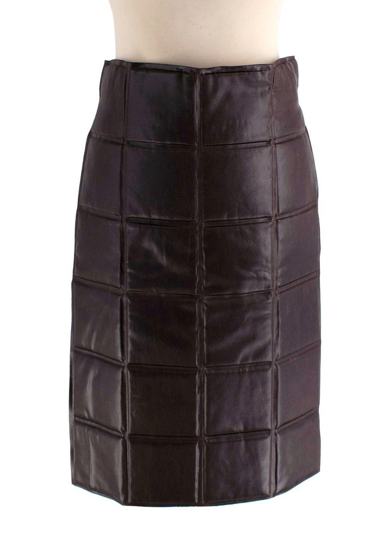 Bottega Veneta Chain Link Chocolate Brown Padded Two Piece Skirt