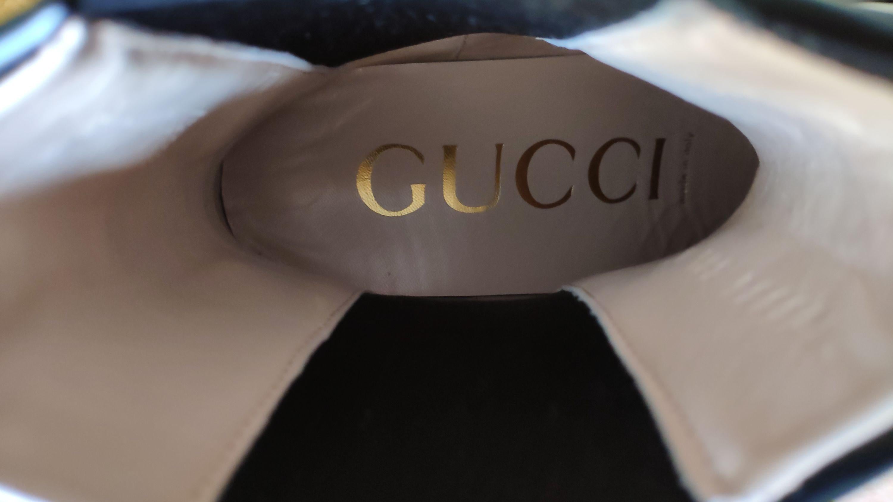 Gucci Black Logo Platform Leather Boots