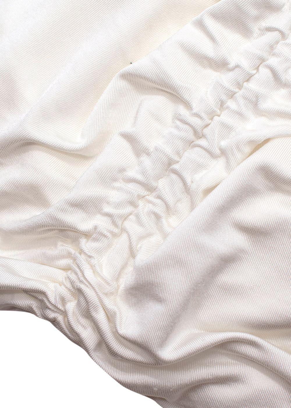 Magda Butrym White Draped Bandeau Top with Rose Applique