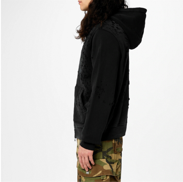 Amiri Black Distressed Shotgun Zip Hoodie SN24