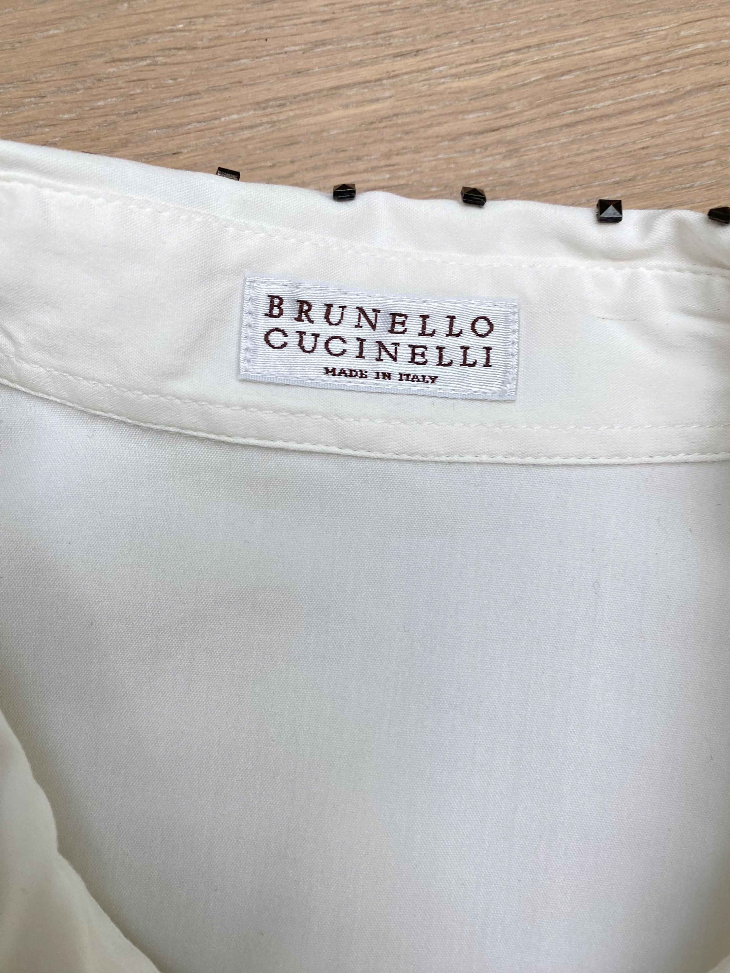 Studded Collar White Cotton Shirt