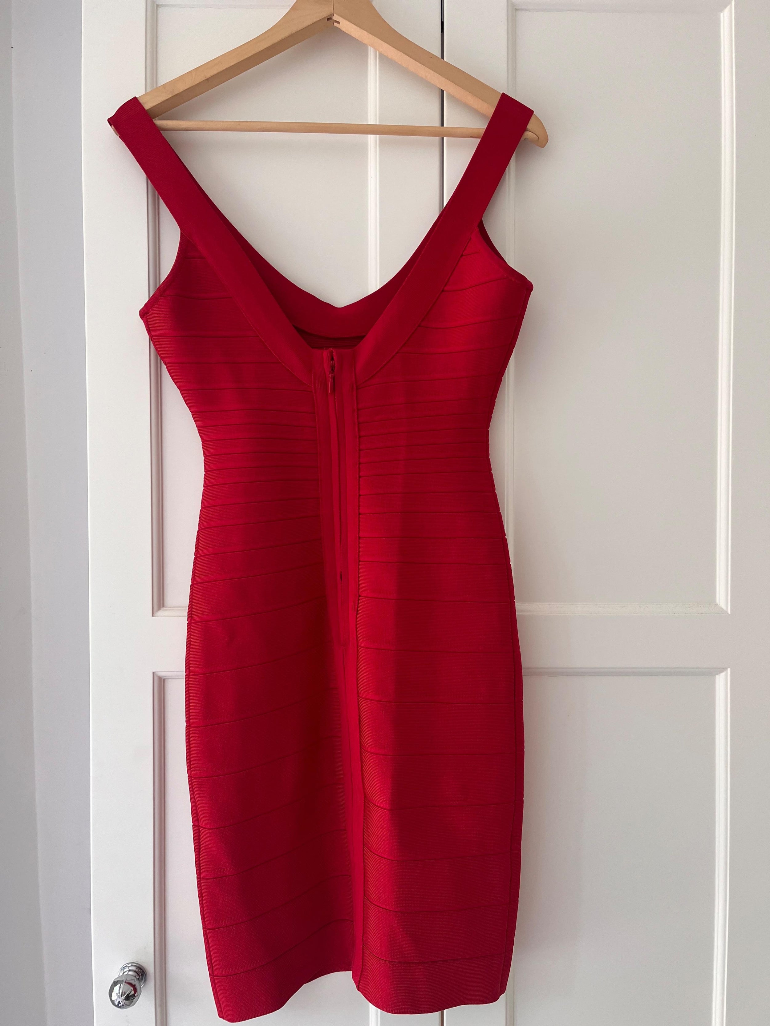 Red stretch knit Sydney bandage dress