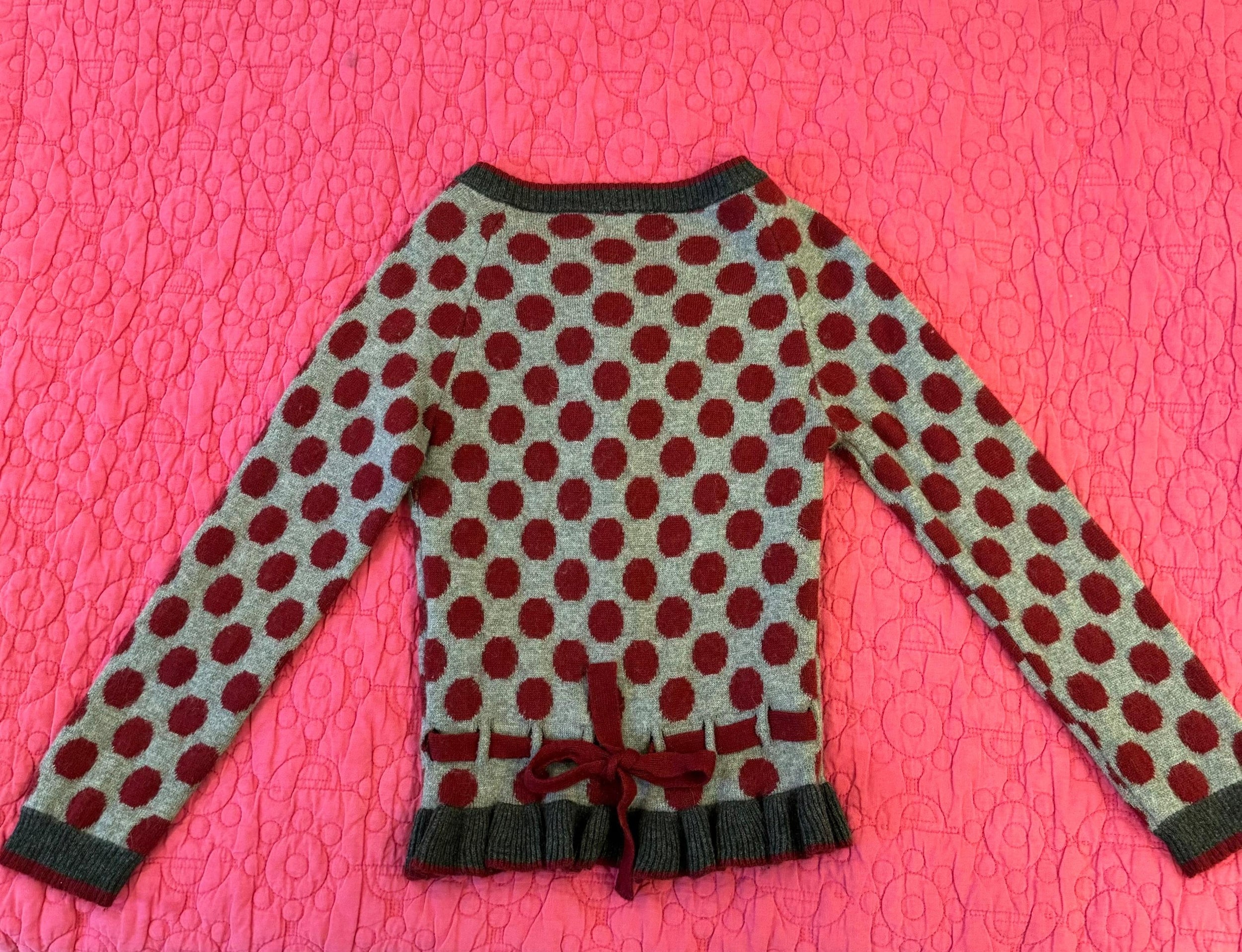 Monnalisa Kid's Grey Polka Dot Wool Cardigan