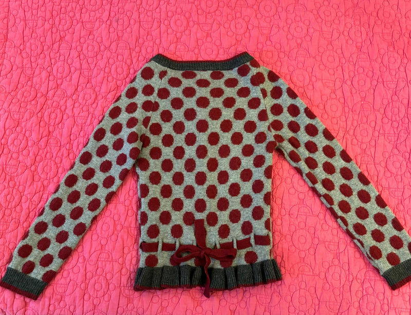 Monnalisa Kid's Grey Polka Dot Wool Cardigan