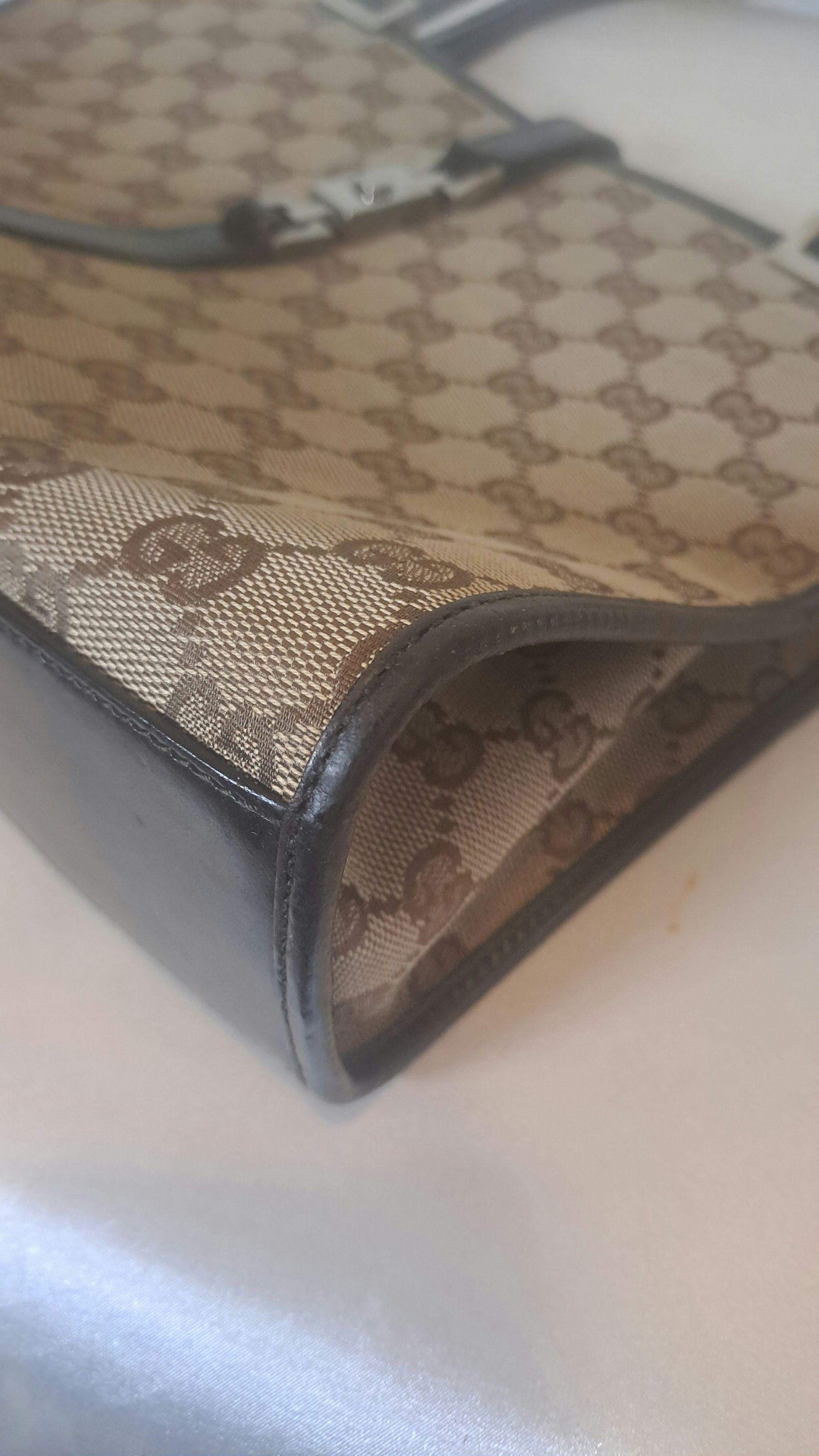 Gucci Vintage Brown Monogram Jackie Shoulder Bag