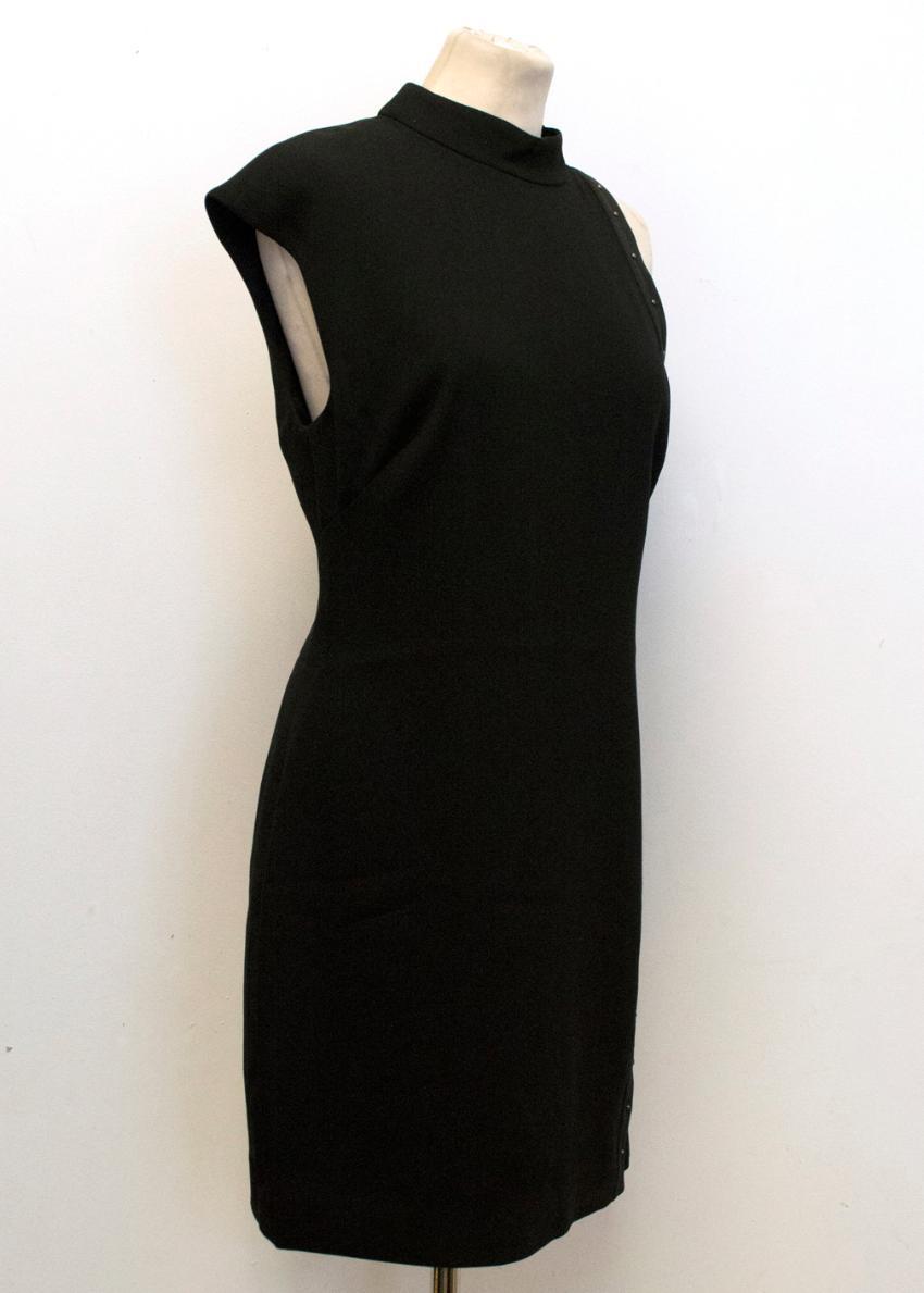 Halston Heritage Black High Neck Crepe Dress with Studs