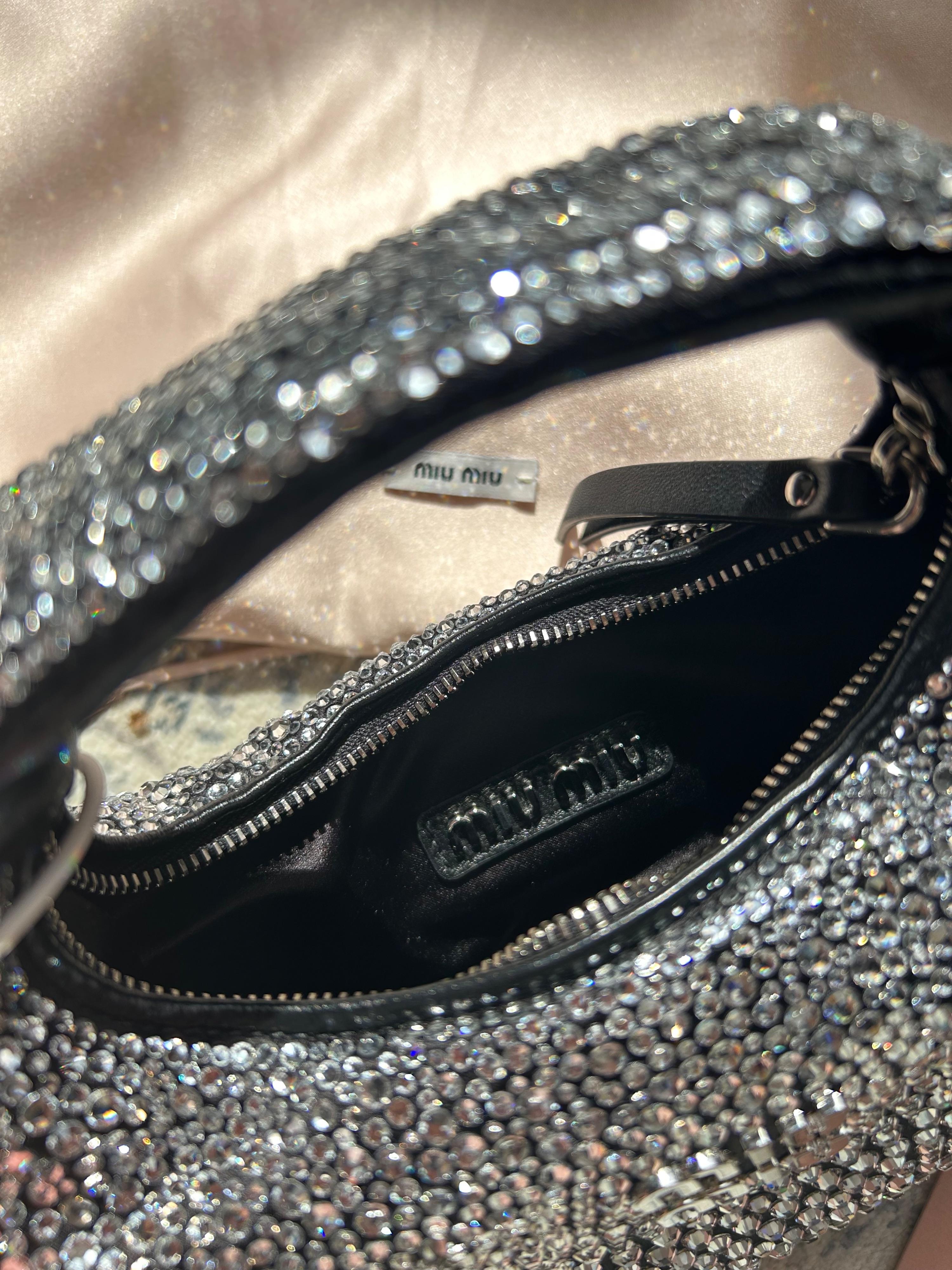 Miu Miu Crystal Embellished Raso Starlight Mini Hobo Bag