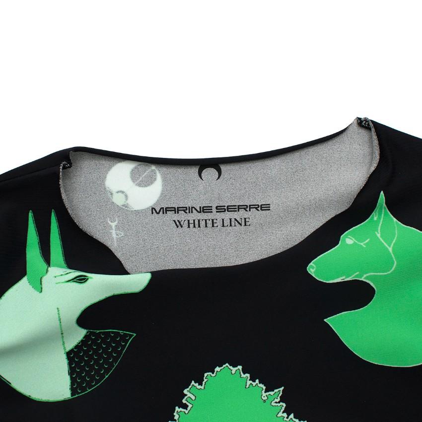 Marine Serre Black & Green Hieroglyphic Print Top