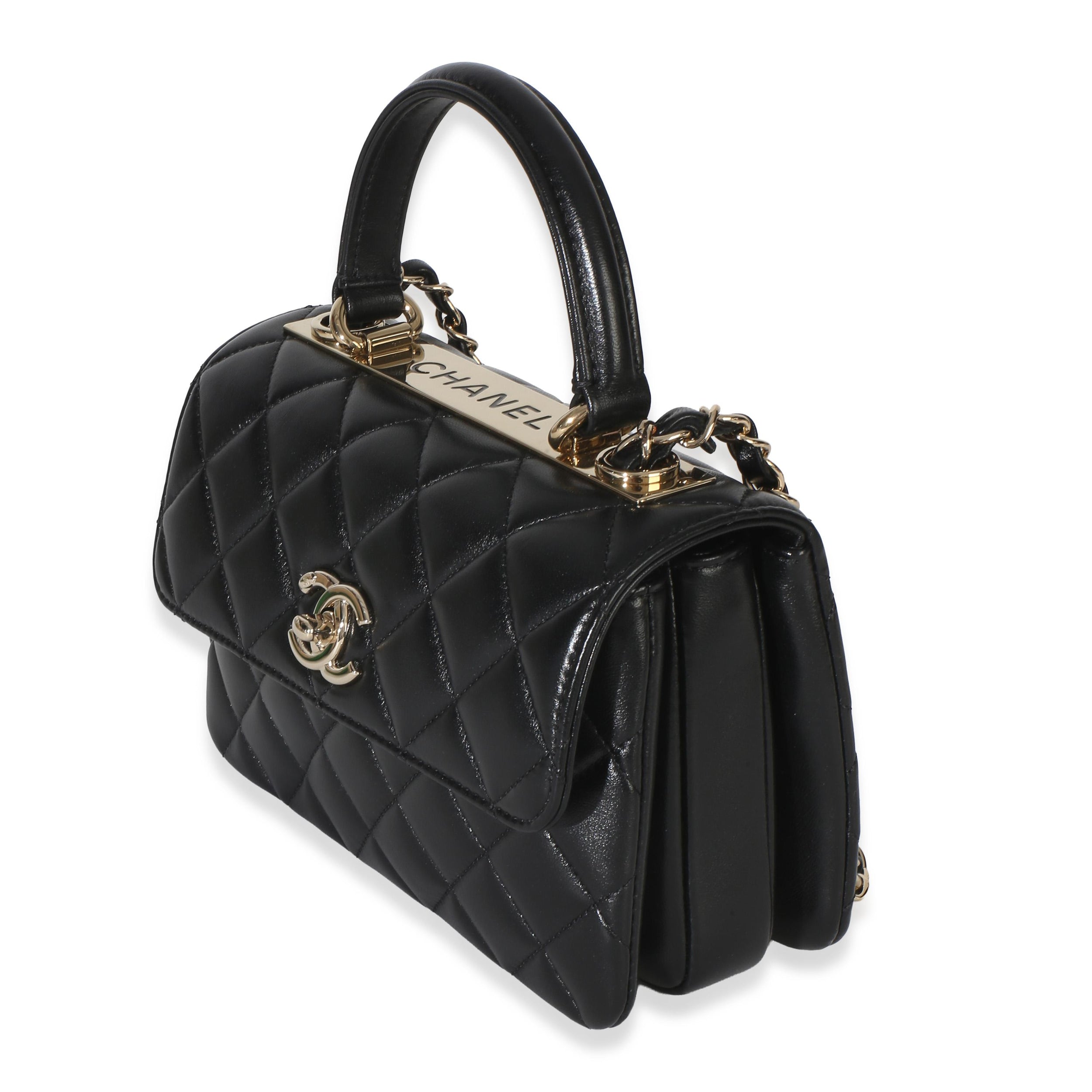 Chanel Black Quilted Lambskin Mini Trendy CC Top Handle