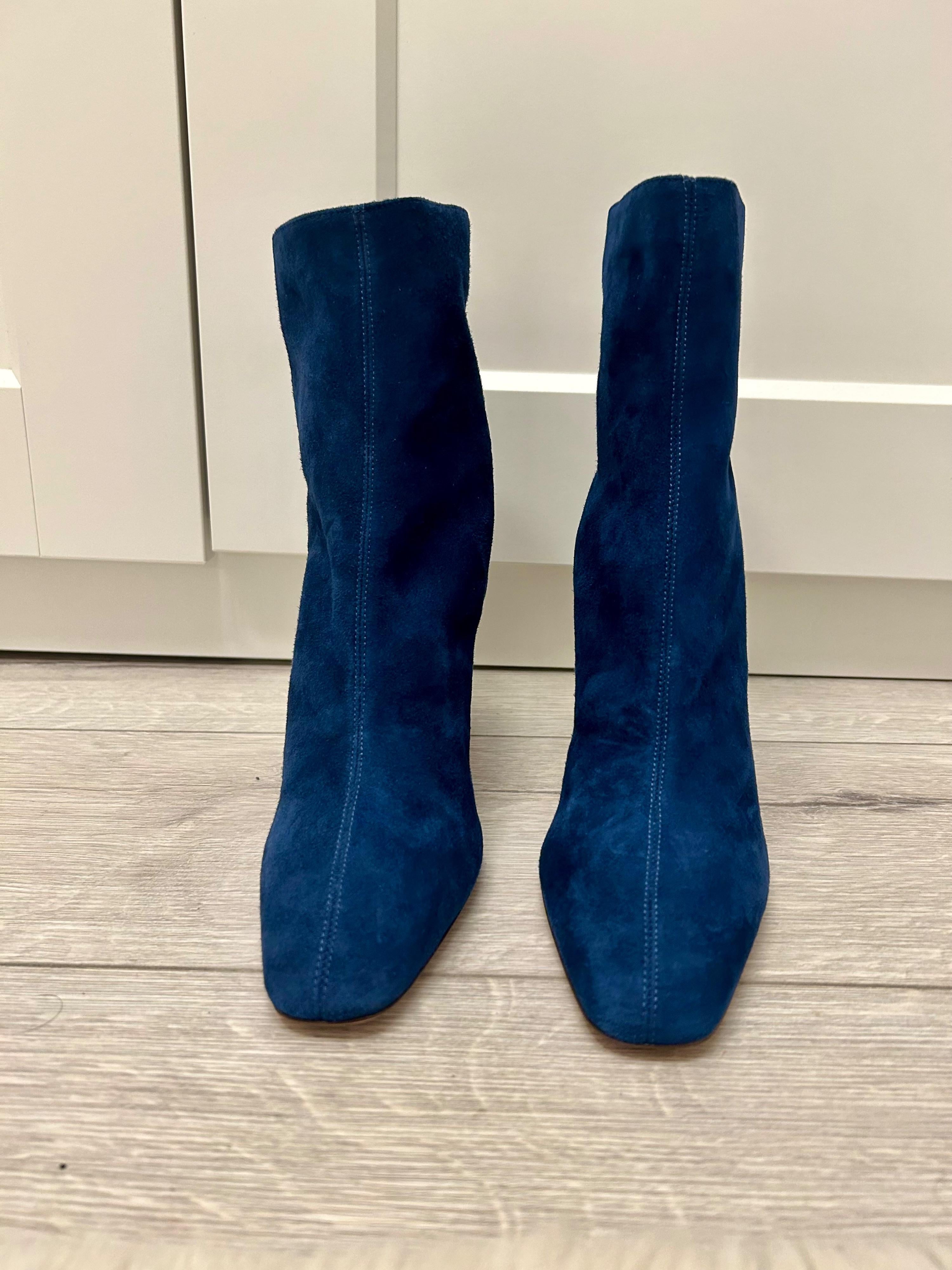 Aquazzura Blue Suede Amore Bootie 75