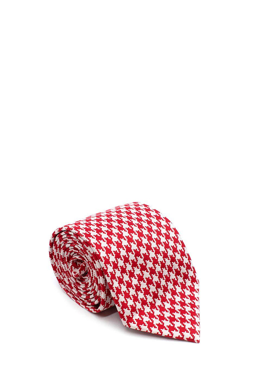 Red & White Houndstooth Tie