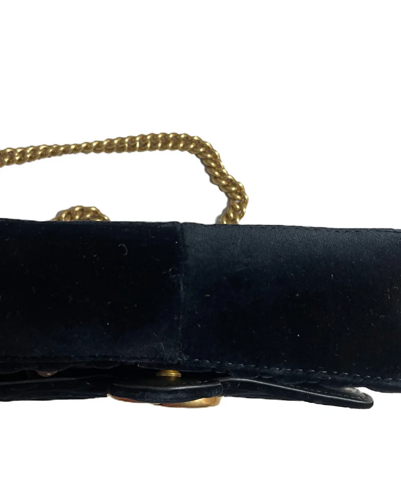 Gucci Black Velvet Marmont Chain Flap Bag